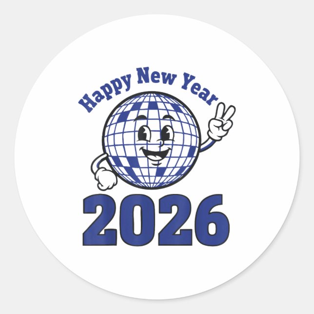 Happy New Year 2026 Celebration Design  Classic Round Sticker (Front)