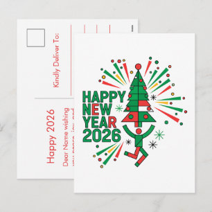 Happy New Year 2026 Celebration Holiday Postcard