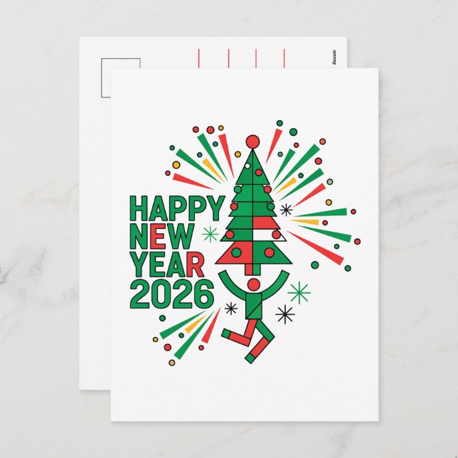 Happy New Year 2026 Celebration Holiday Postcard (Front/Back)