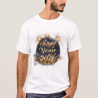Happy New Year 2026 Celebration - Modern Gold  T-Shirt