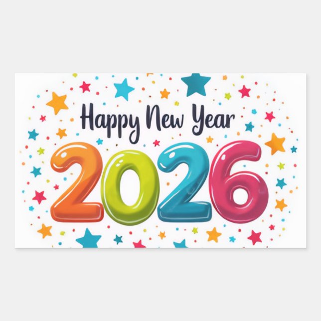 Happy New Year 2026 Celebration Sticker (Front)
