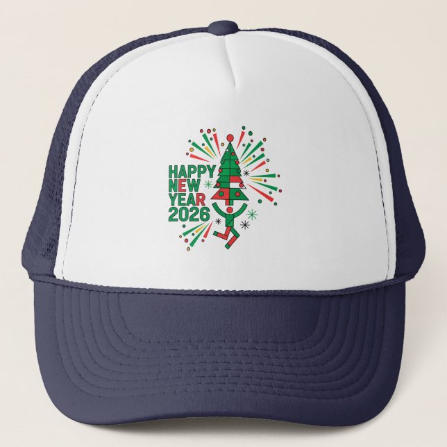 Happy New Year 2026 Celebration Trucker Hat (Front)