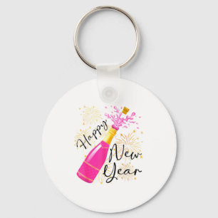 Happy New Year 2026 Champagne Happy New Years Eve Keychain