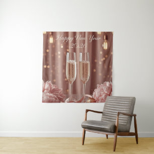 happy new year 2026 champagne sparkle banner tapestry