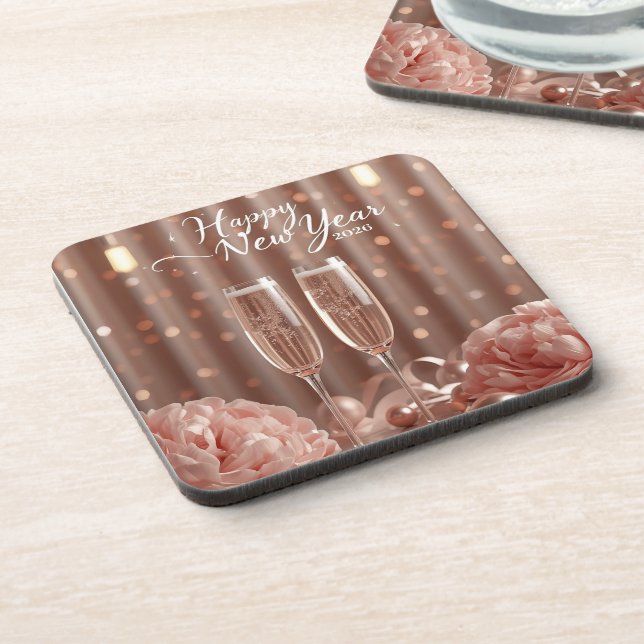 happy new year 2026 champagne sparkle coasters (Left Side)