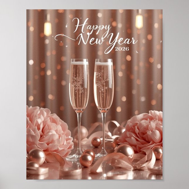 happy new year 2026 champagne sparkle poster (Front)