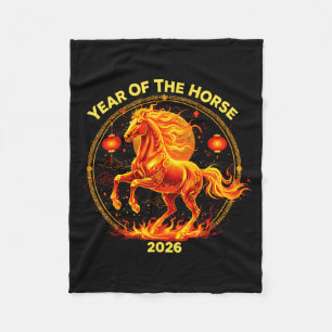 Happy New Year 2026 Chinese New Year Horse Zodiac  Fleece Blanket