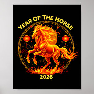 Happy New Year 2026 Chinese New Year Horse Zodiac Poster