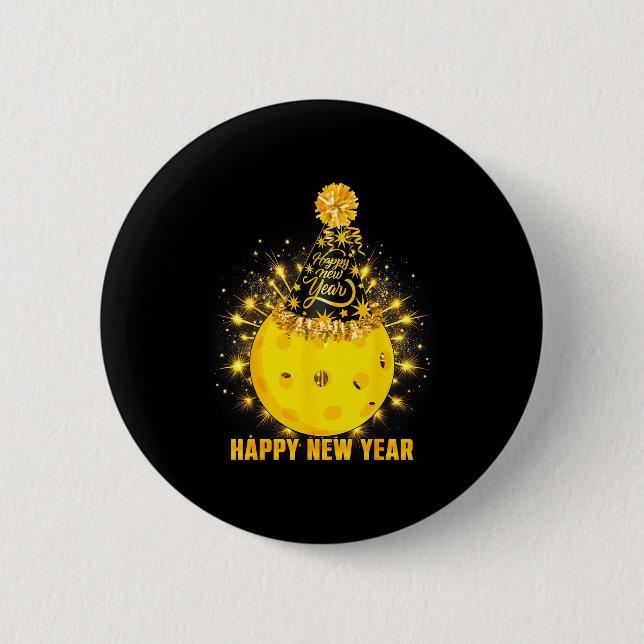 Happy New Year 2026 Ckleball Party Hat New Years E 2 Inch Round Button (Front)
