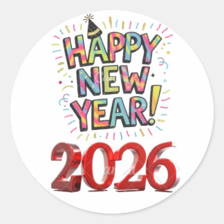 happy new year 2026 classic round sticker