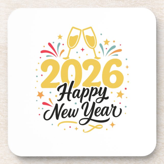 Happy New Year 2026 Coaster Set  (Front)