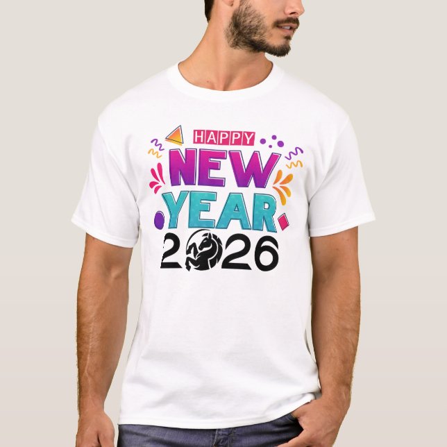 Happy New Year 2026 Colorful Celebration Tee (Front)