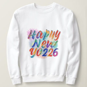 Happy New Year 2026 Colorful Fireworks Women hoodi Sweatshirt
