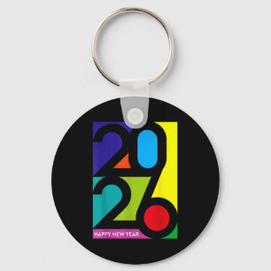 Happy New Year 2026 Colorful Funny Nye Party Match Keychain