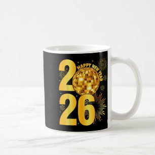 Happy New Year 2026 Coquette Bow Disco Ball New Ye Coffee Mug