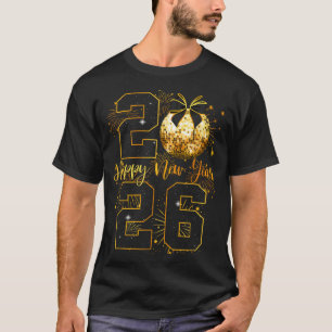 Happy New Year 2026 Coquette Bow Disco Ball New Ye T-Shirt