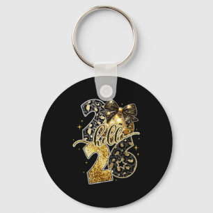 Happy New Year 2026 Coquette Bow Golden Family Mat Keychain