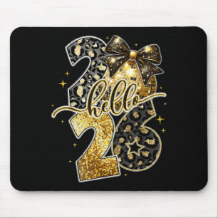 Happy New Year 2026 Coquette Bow Golden Family Mat Mouse Pad