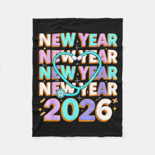 Happy New Year 2026 Coquette Bows New Years Nurse Fleece Blanket