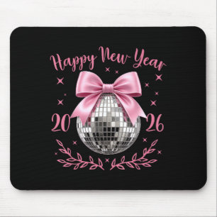 Happy New Year 2026 Coquette Nk Bow Disco Ball Wom Mouse Pad