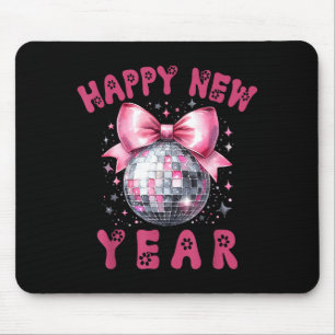 Happy New Year 2026 Coquette Nk Bow Disco Ball Wom Mouse Pad