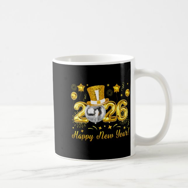 Happy New Year 2026 Countdown Party Balloons Firew Coffee Mug (Right)