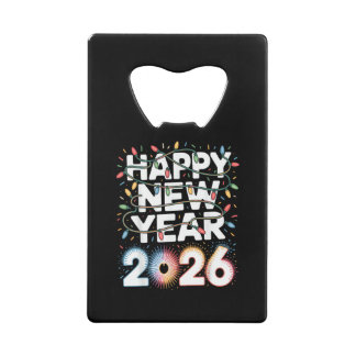 Happy New Year 2026 Credit Card Bottle Opener