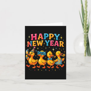 Happy New Year 2026 Cute Duck Party Gift Card