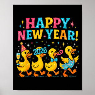 Happy New Year 2026 Cute Duck Party Gift Poster