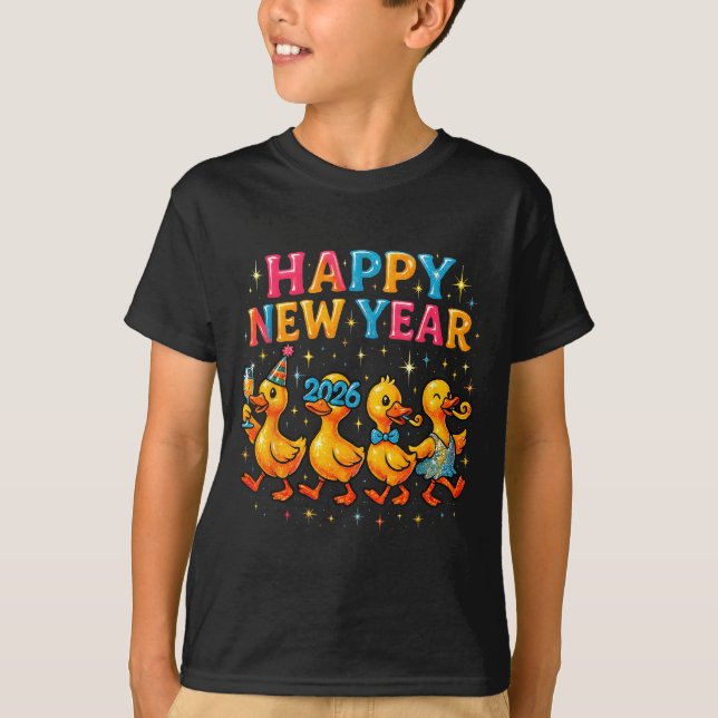 Happy New Year 2026 Cute Duck Party Gift  T-Shirt (Front)