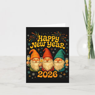 Happy New Year 2026 Cute Gnome Party Gift Card