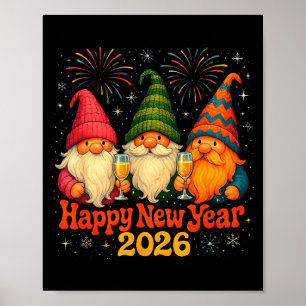 Happy New Year 2026 Cute Gnome Party Gift Poster