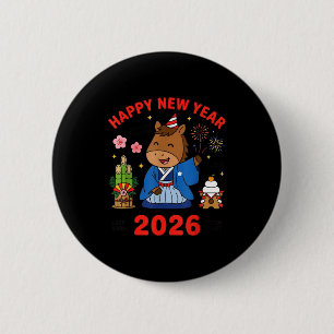 Happy New Year 2026 Cute Horse Japanese Celebratio 2 Inch Round Button