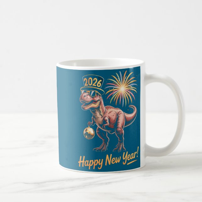 Happy New Year 2026 Dinosaur Funny Dino Tee For Ad Coffee Mug (Right)