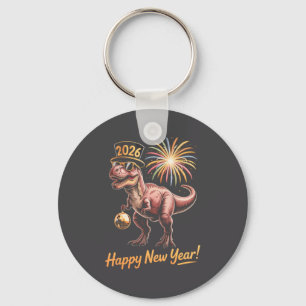 Happy New Year 2026 Dinosaur Funny Dino Tee For Ad Keychain