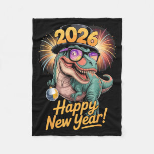Happy New Year 2026 Dinosaur Funny T-rex Tee For K Fleece Blanket
