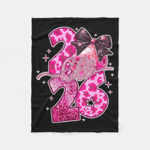 Happy New Year 2026 Disco Ball Bow New Year's Eve  Fleece Blanket