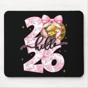 Happy New Year 2026 Disco Ball Bow New Year's Eve  Mouse Pad