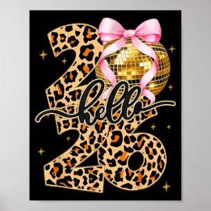 Happy New Year 2026 Disco Ball Bow New Year's Eve Poster
