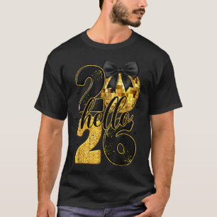 Happy New Year 2026 Disco Ball Bow New Year's Eve  T-Shirt