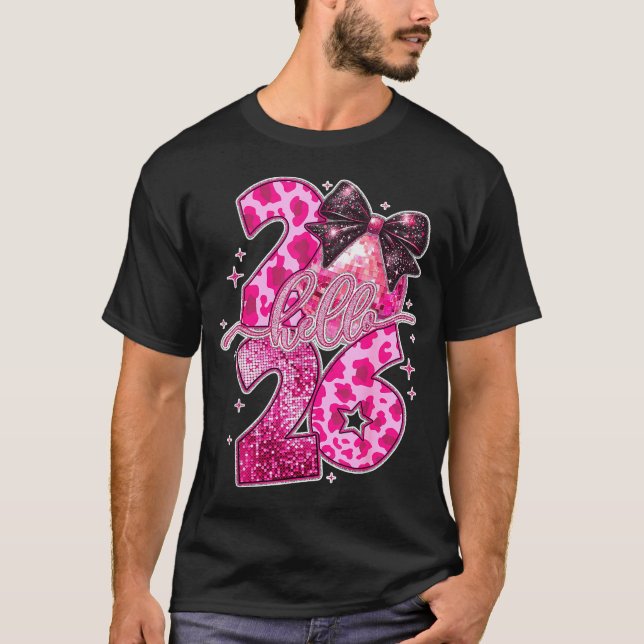 Happy New Year 2026 Disco Ball Bow New Year's Eve  T-Shirt (Front)