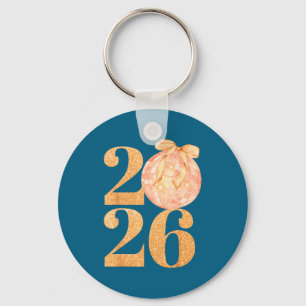 Happy New Year 2026 Disco Ball Coquette Bow New Ye Keychain