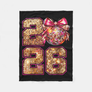 Happy New Year 2026 Disco Ball Nk Coquette Bow Fam Fleece Blanket