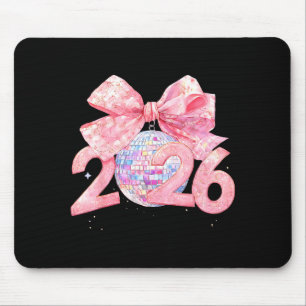 Happy New Year 2026 Disco Ball Nk Coquette Bow Fam Mouse Pad