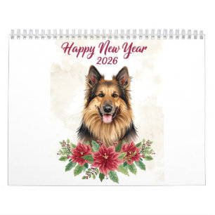Happy New Year 2026 Dog Art Calendar