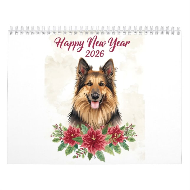 Happy New Year 2026 Dog Art Calendar (Cover)