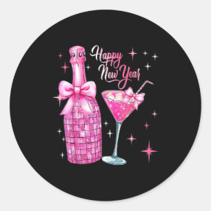 Happy New Year 2026 Elegant Champagne Celebration Classic Round Sticker