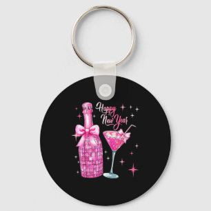 Happy New Year 2026 Elegant Champagne Celebration Keychain
