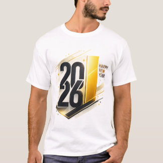 Happy New Year 2026 Elegant Gold Modern Celebratio T-Shirt
