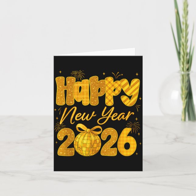 Happy New Year 2026 Eve Party Gold Family Matching Card (Front)